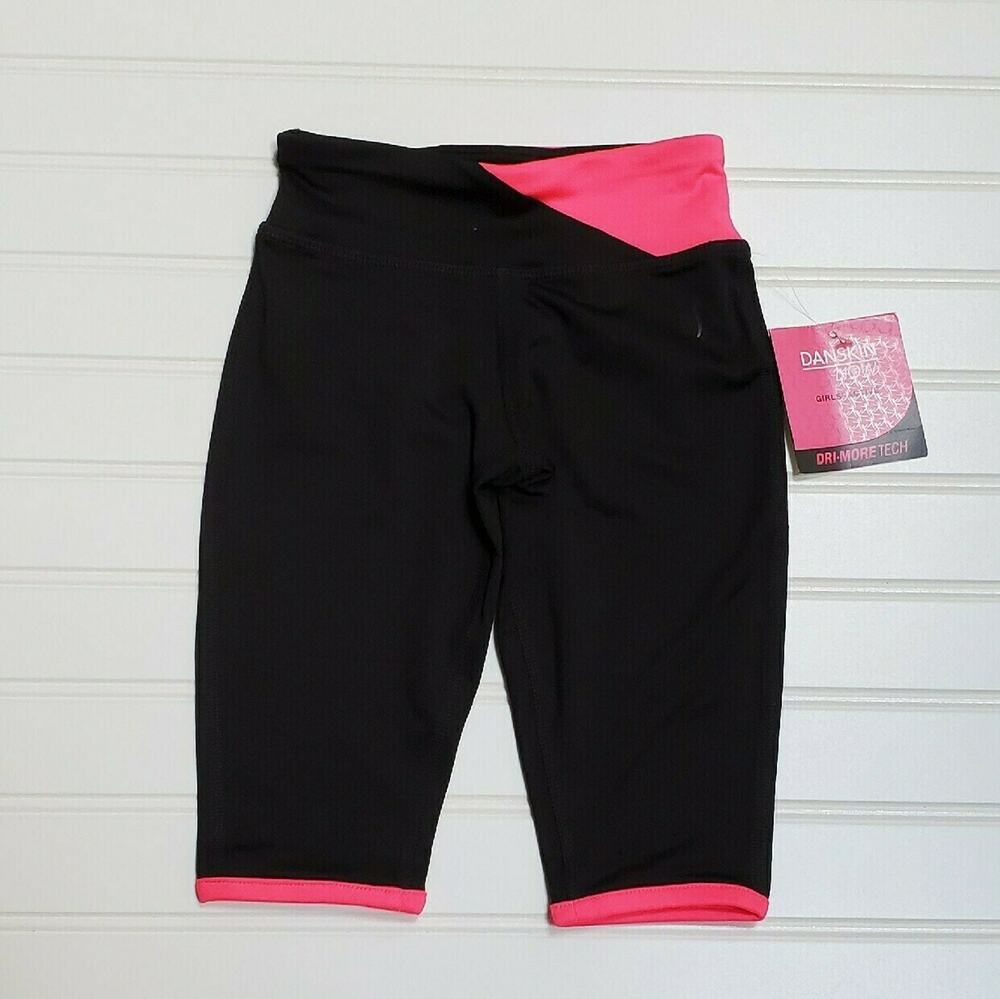 NWT Danskin Now Girls Performance Capri Size XS (4-5) Black & Pink